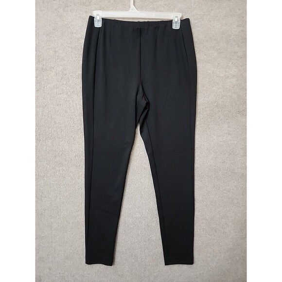J Jill Ponte Knit Legging Pants Womens L Tall Black Elastic Waist Pull On - Picture 1 of 7